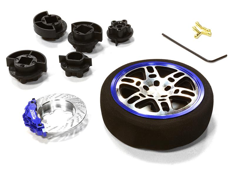 C26405BLACKBLUE Dual 6 Spoke Steering Wheel Set for Most HPI, Futaba, Airtronics, Hitec & KO - Image 1