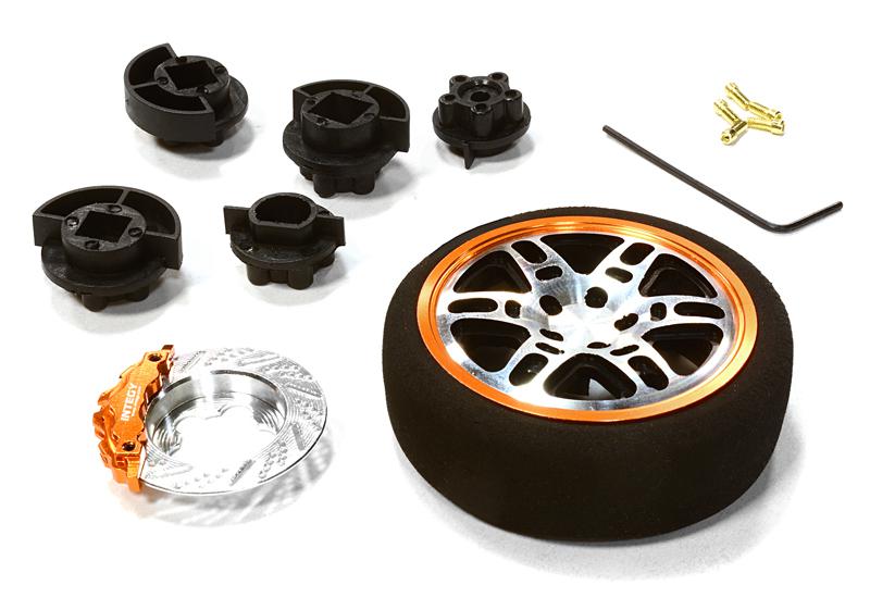 C26405BLACKORANGE Dual 6 Spoke Steering Wheel Set for Most HPI, Futaba, Airtronics, Hitec & KO - Image 1