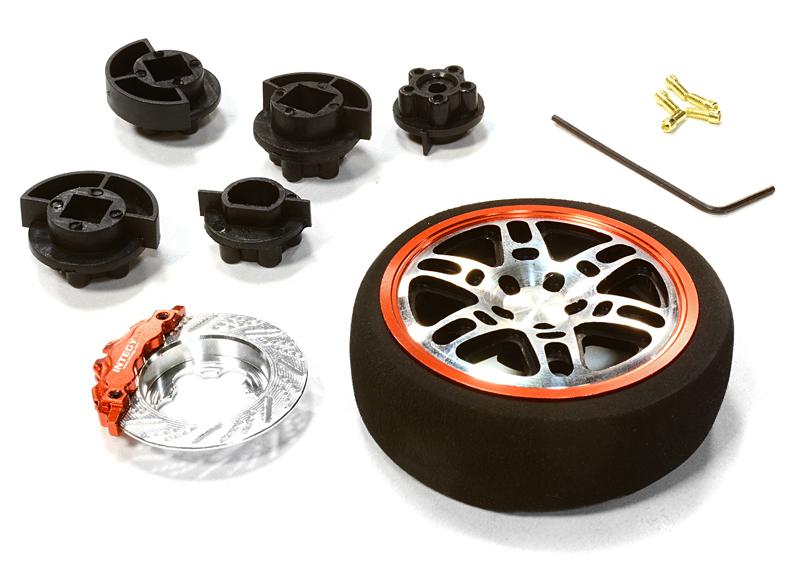 C26405BLACKRED Dual 6 Spoke Steering Wheel Set for Most HPI, Futaba, Airtronics, Hitec & KO - Image 1