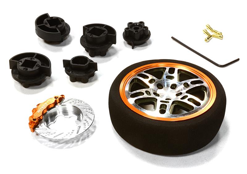C26405GUNORANGE Dual 6 Spoke Steering Wheel Set for Most HPI, Futaba, Airtronics, Hitec & KO - Image 1