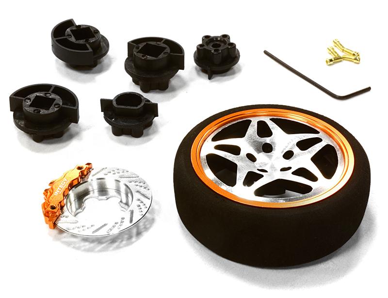 C26406BLACKORANGE Dual 5 Spoke Steering Wheel Set for Most HPI, Futaba, Airtronics, Hitec & KO - Image 1
