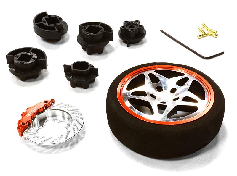 C26406BLACKRED Dual 5 Spoke Steering Wheel Set for Most HPI, Futaba, Airtronics, Hitec & KO - Image 1