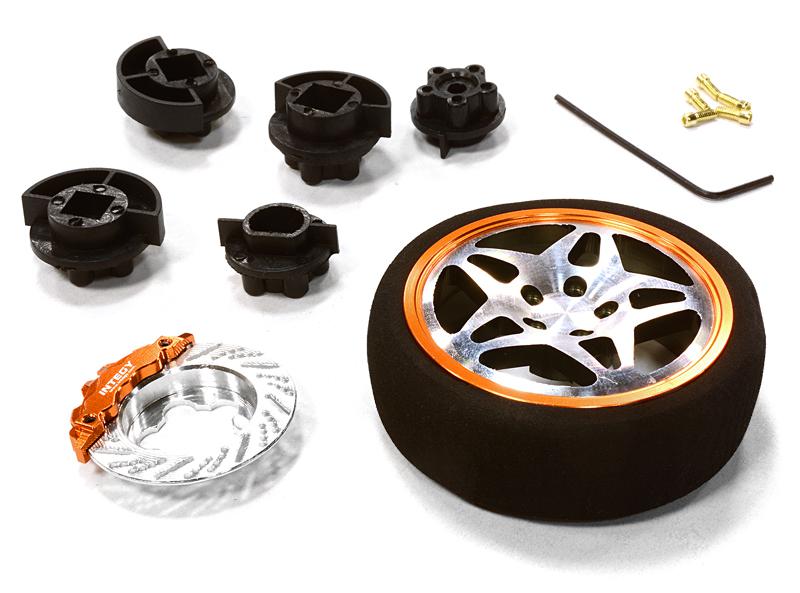 C26406GUNORANGE Dual 5 Spoke Steering Wheel Set for Most HPI, Futaba, Airtronics, Hitec & KO - Image 1