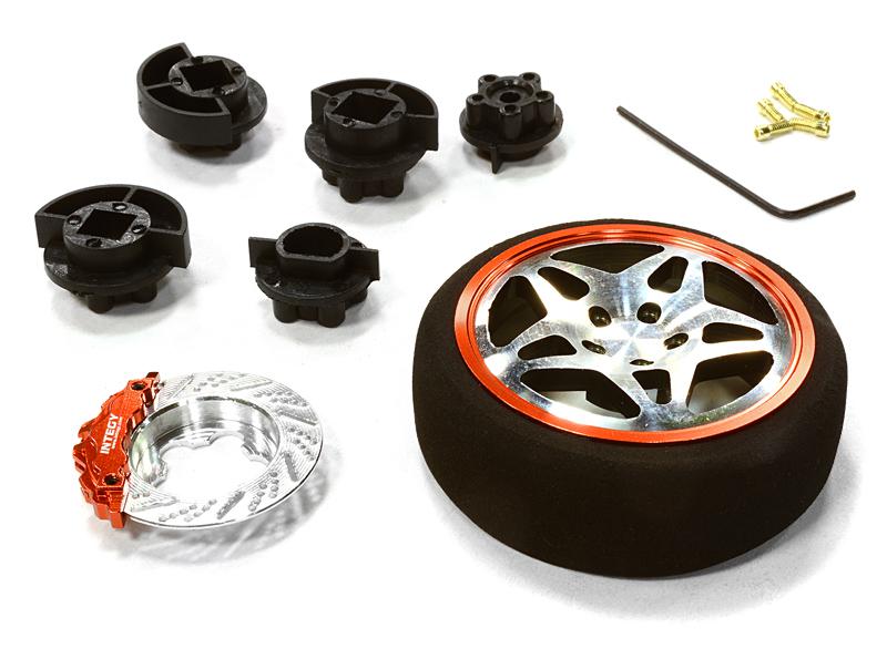 C26406GUNRED Dual 5 Spoke Steering Wheel Set for Most HPI, Futaba, Airtronics, Hitec & KO - Image 1