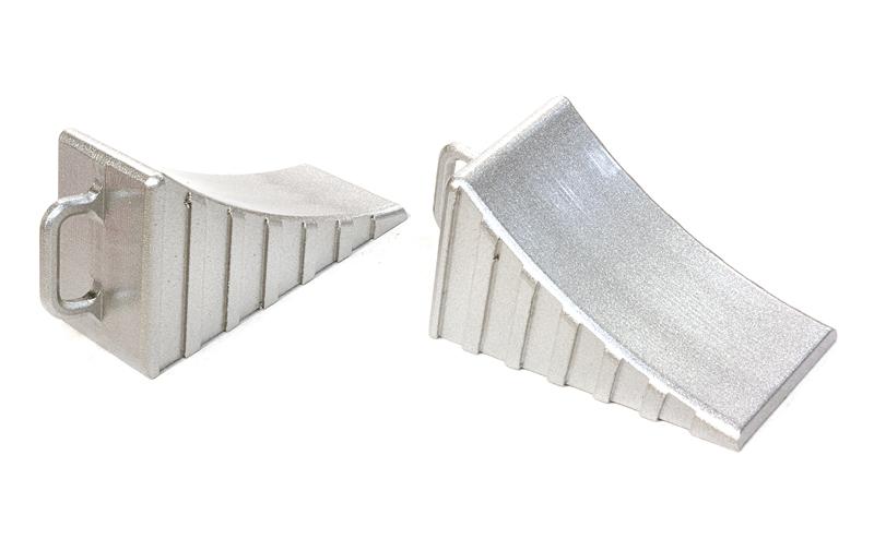 C26408SILVER Realistic Scale Model Wheel Chock (2) 1/10 Size - Image 1