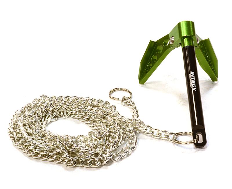 C26411GREEN Billet Machined Realistic Scale Model Portable Winch Anchor w/ Chain 1/10 Size - Image 1