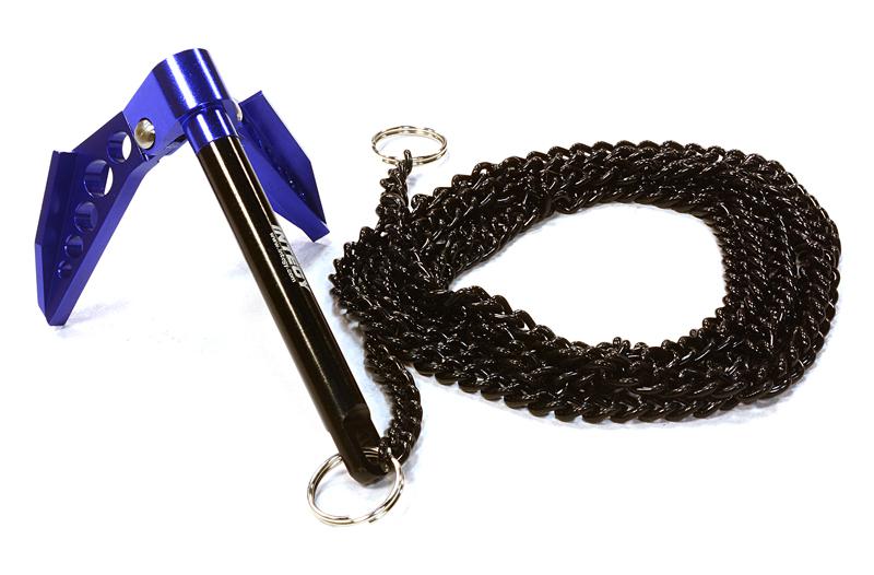 C26412BLUE Billet Machined Realistic Scale Model Portable Winch Anchor w/ Chain 1/10 Size - Image 1