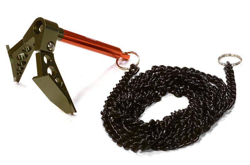 C26412GUN Billet Machined Realistic Scale Model Portable Winch Anchor w/ Chain 1/10 Size - Image 1