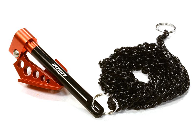 C26412RED Billet Machined Realistic Scale Model Portable Winch Anchor w/ Chain 1/10 Size - Image 1