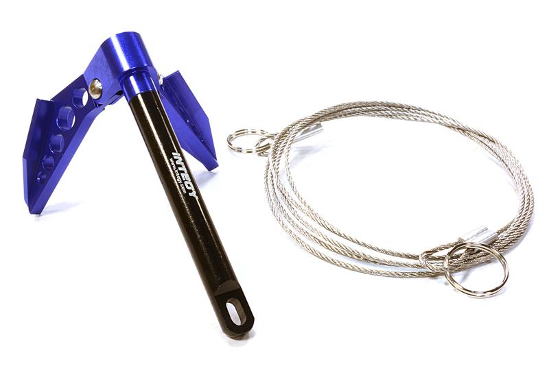 C26413BLUE Billet Machined Realistic Scale Model Portable Winch Anchor w/ Chain 1/10 Size - Image 1