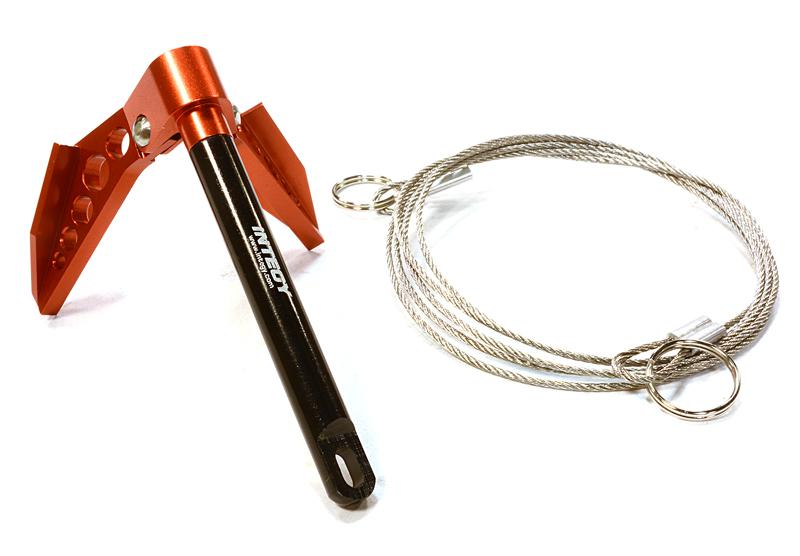 C26413RED Billet Machined Realistic Scale Model Portable Winch Anchor w/ Chain 1/10 Size - Image 1