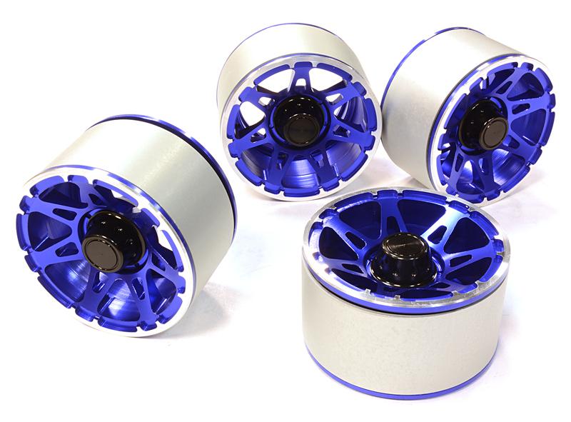 C26441BLUE High Mass 2.2 Size Alloy A7 Spoke Beadlock Wheel (4) for Scale Off-Road Crawler - Image 1