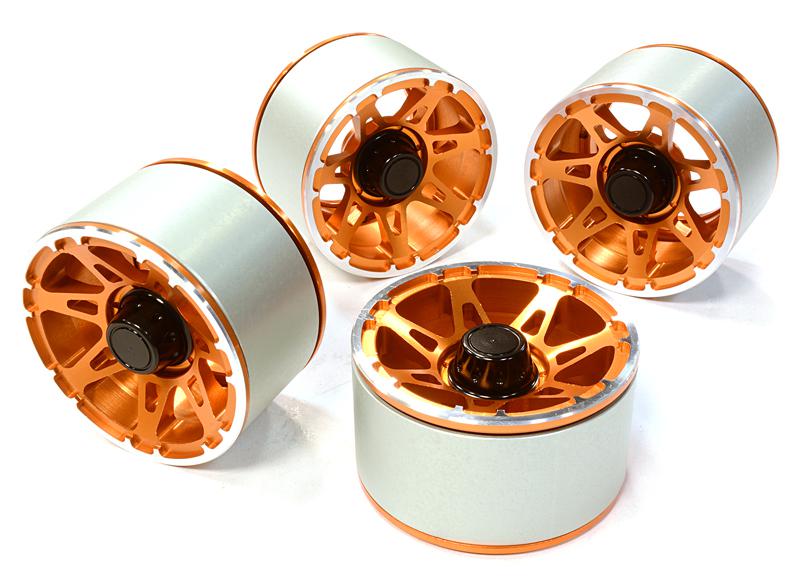 C26441ORANGE High Mass 2.2 Size Alloy A7 Spoke Beadlock Wheel (4) for Scale Off-Road Crawler - Image 1