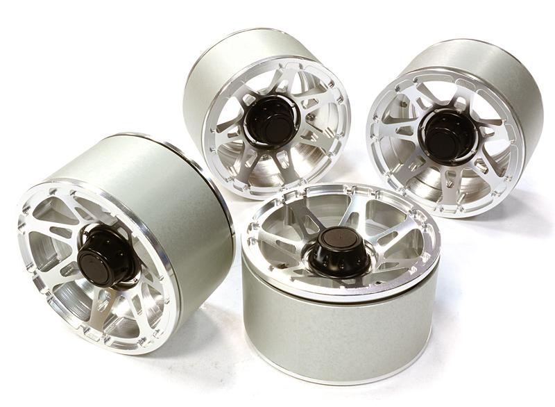 C26441SILVER High Mass 2.2 Size Alloy A7 Spoke Beadlock Wheel (4) for Scale Off-Road Crawler - Image 1