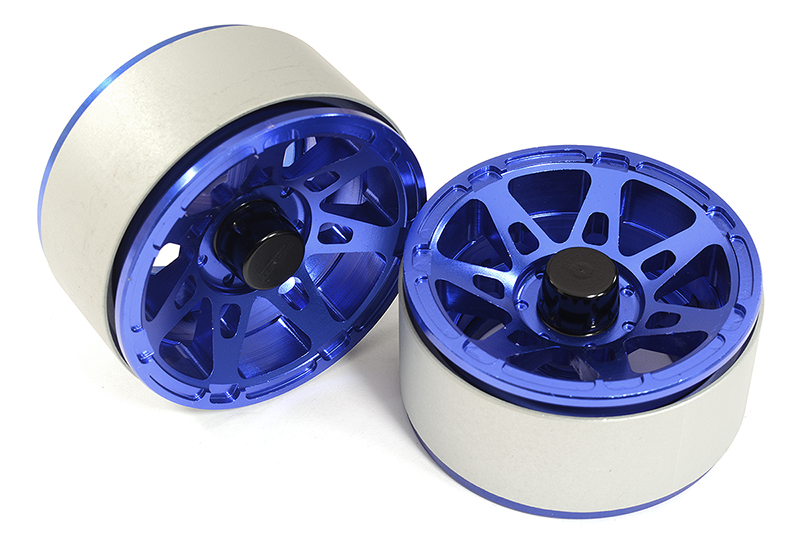 C26442BLUE High Mass 1.9 Size Alloy A7 Spoke Beadlock Wheel (2) for Scale Off-Road Crawler - Image 1