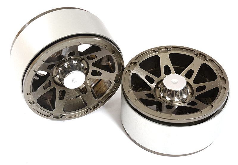 C26442GUN High Mass 1.9 Size Alloy A7 Spoke Beadlock Wheel (2) for Scale Off-Road Crawler - Image 1