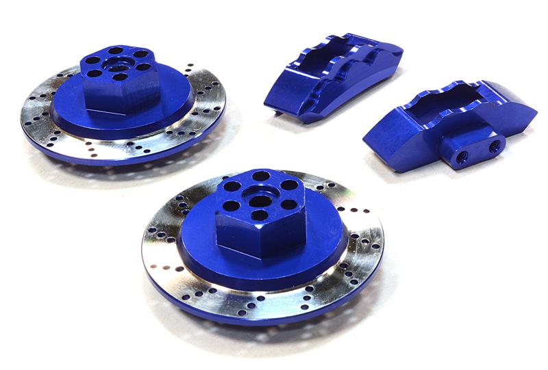 C26454BLUE Realistic Alloy Machined Front Brake Hex Hub Set for HPI 1/10 Scale E10 On-Road - Image 1