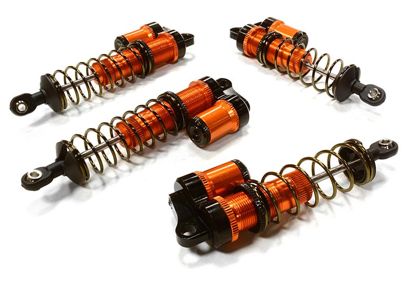 C26458ORANGE Billet Machined Piggyback Shock Set for Traxxas 1/10 Rustler 2WD & Bandit VXL - Image 1