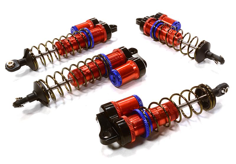 C26458RED Billet Machined Piggyback Shock Set for Traxxas 1/10 Rustler 2WD & Bandit VXL - Image 1