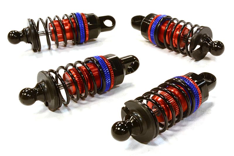 C26459RED Billet Machined Shock Set for HPI 1/10 Scale E10 On-Road - Image 1