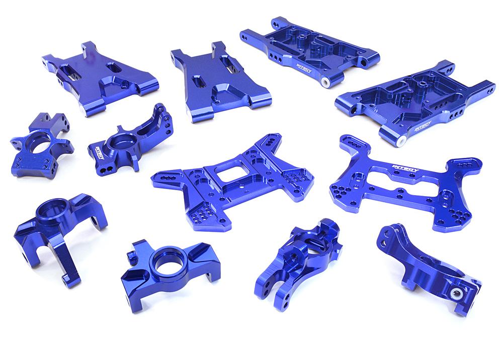 C26467BLUE Billet Machined Suspension Kit for HPI 1/8 Apache C1 Flux - Image 1
