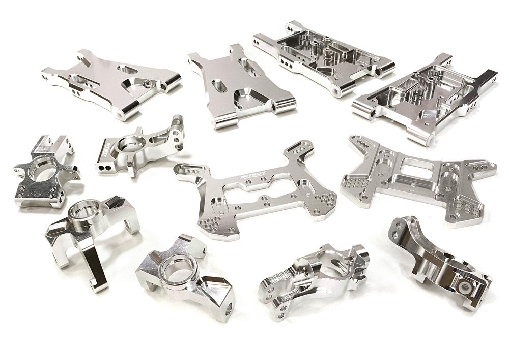 C26467SILVER Silver Billet Machined Suspension Upgrade Kit for HPI 1/8 Scale Apache C1 Flux - Image 1