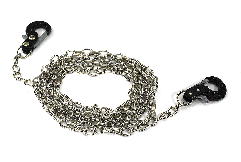 C26493BLACK V2 Realistic 1/10 Scale Metal Drag Chain w/ Tow Hooks for Off-Road Crawler - Image 1