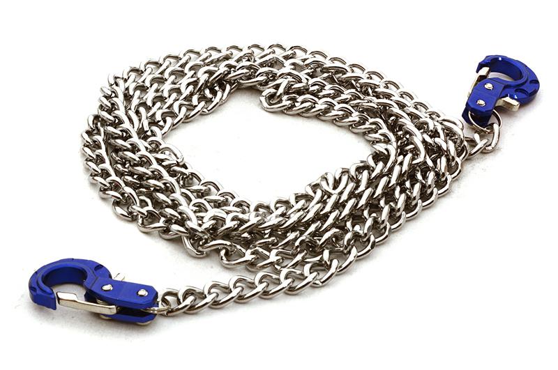 C26493BLUE Realistic 1/10 Scale Metal Drag Chain w/ Tow Hooks for Off-Road Crawler - Image 1