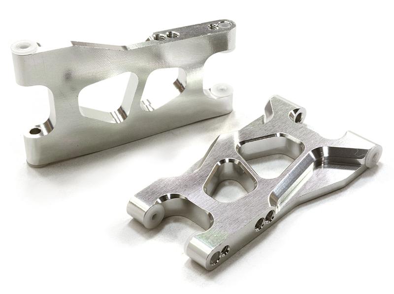 C26513SILVER Machined Silver Lower Suspension Arms for TRX LaTrax Teton 1/18 Monster Truck - Image 1