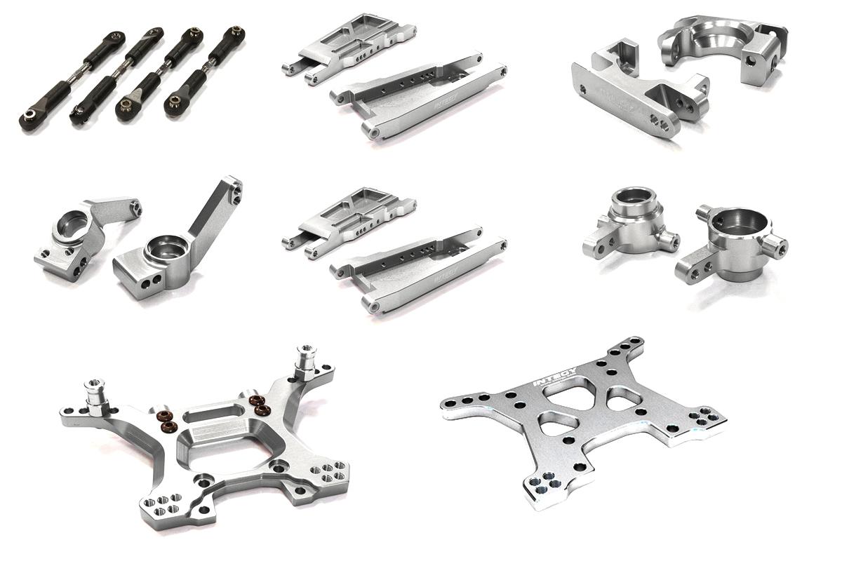 C26516SILVER Stage 1 Silver Billet Machined Suspension Upgrade for Traxxas 1/10 Slash 4X4 LCG - Image 1