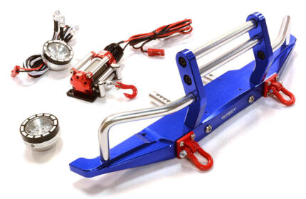 Machined Front Bumper w/ Winch & LED (2) for SCX-10 Dingo & Honcho 43mm Mount