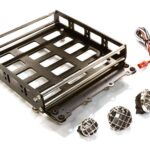 Realistic 1/10 Scale Alloy Luggage Tray 132x115x29mm with 4 LED Spot Light Set