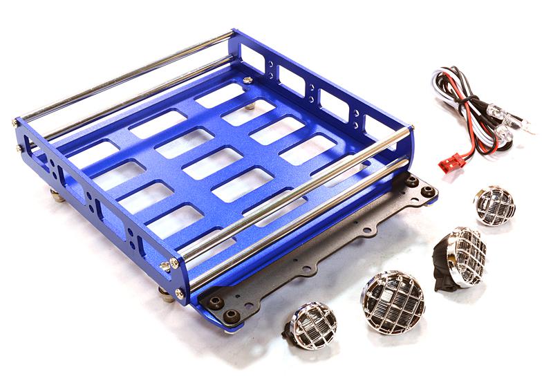 C26552BLUE Realistic 1/10 Scale Alloy Luggage Tray 132x115x29mm with 4 LED Spot Light Set - Image 1