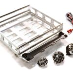 Realistic 1/10 Scale Alloy Luggage Tray 132x115x29mm with 4 LED Spot Light Set