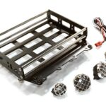 Realistic 1/10 Scale Alloy Luggage Tray 102x125x29mm with 4 LED Spot Light Set