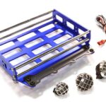 Realistic 1/10 Scale Alloy Luggage Tray 102x125x29mm with 4 LED Spot Light Set