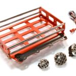 Realistic 1/10 Scale Alloy Luggage Tray 102x125x29mm with 4 LED Spot Light Set