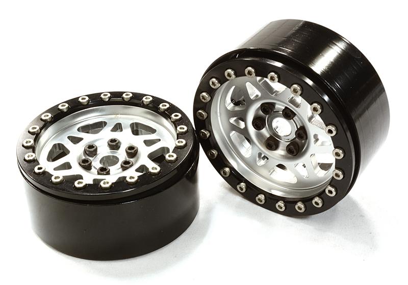C26568SILVER Billet Machined 12 Spoke Off-Road 2.2 Size Wheel (2) for 1/10 Rock Crawler - Image 1