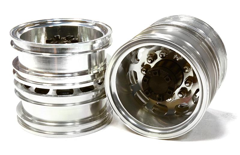 C26591BLACK Machined Alloy T5 Rear Dually Wheel (2) for Tamiya 1/14 Scale Tractor Trucks - Image 1