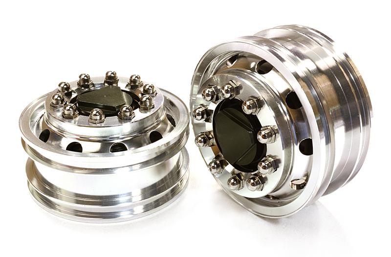 C26592GUN Billet Machined Alloy T6 Front Wheel Set for Hex Type 1/14 Scale Tractor Trucks - Image 1