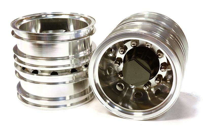 C26594GUN Machined Alloy T6 Rear Dually Wheel (2) for Tamiya 1/14 Scale Tractor Trucks - Image 1