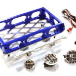 Realistic 1/10 Scale Alloy Luggage Tray 97x116x29mm with 4 LED Spot Light Set