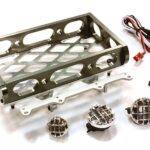 Realistic 1/10 Scale Alloy Luggage Tray 97x116x29mm with 4 LED Spot Light Set