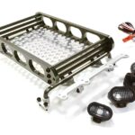 Realistic 1/10 Scale Alloy Luggage Tray 155x109x36mm with 4 LED Spot Light Set