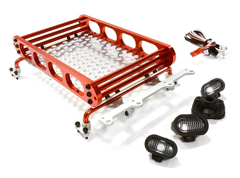 C26609RED Realistic 1/10 Scale Alloy Luggage Tray 155x109x36mm with 4 LED Spot Light Set - Image 1