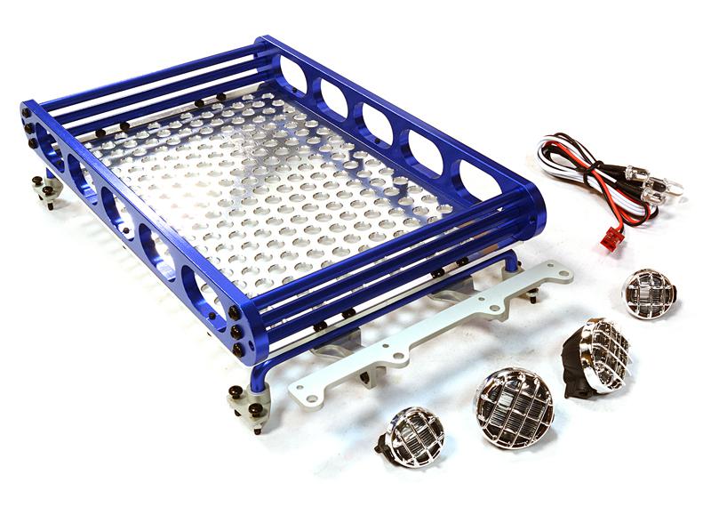 C26610BLUE Realistic 1/10 Scale Alloy Luggage Tray 188x110x38mm with 4 LED Spot Light Set - Image 1
