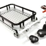 Realistic 1/10 Scale Alloy Luggage Tray 154x98x33mm with 4 LED Spot Light Set