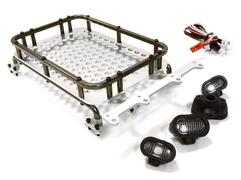 C26611GUN Realistic 1/10 Scale Alloy Luggage Tray 154x98x33mm with 4 LED Spot Light Set - Image 1