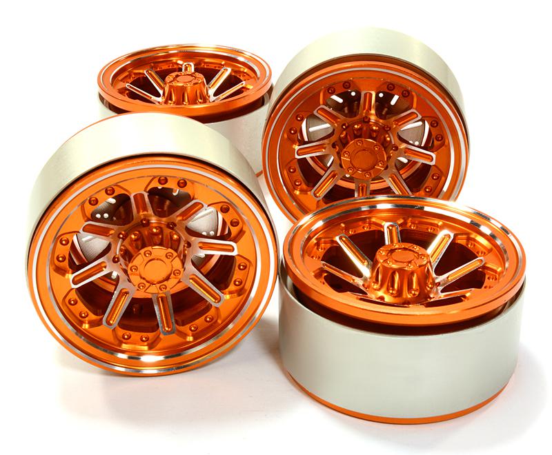 C26613ORANGE 1.9 Size Billet Machined Alloy 8 Spoke Wheel(4) High Mass Type for Scale Crawler - Image 1