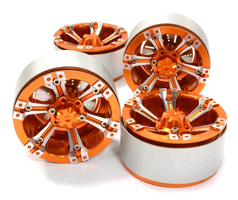 C26616ORANGE 1.9 Size Billet Machined Alloy 6D Spoke Wheel(4)High Mass Type for Scale Crawler - Image 1